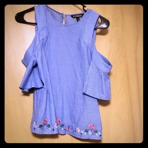 Off the shoulder floral embroidered top